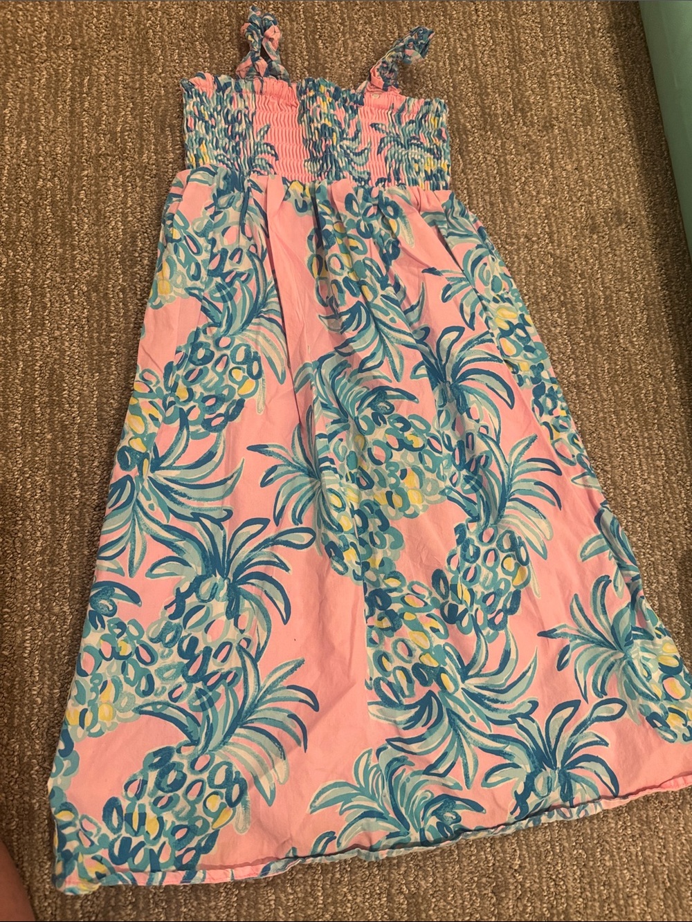 Lilly Pulitzer Girls Mini Kailua Maxi Dress Beat the Heat Pineapple Pink size 3